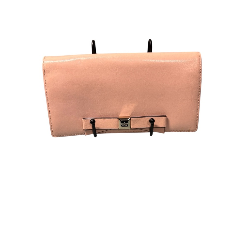 Kate Spade New York Rose Pink Beacon Court Lacey Bow Front Wallet GUC